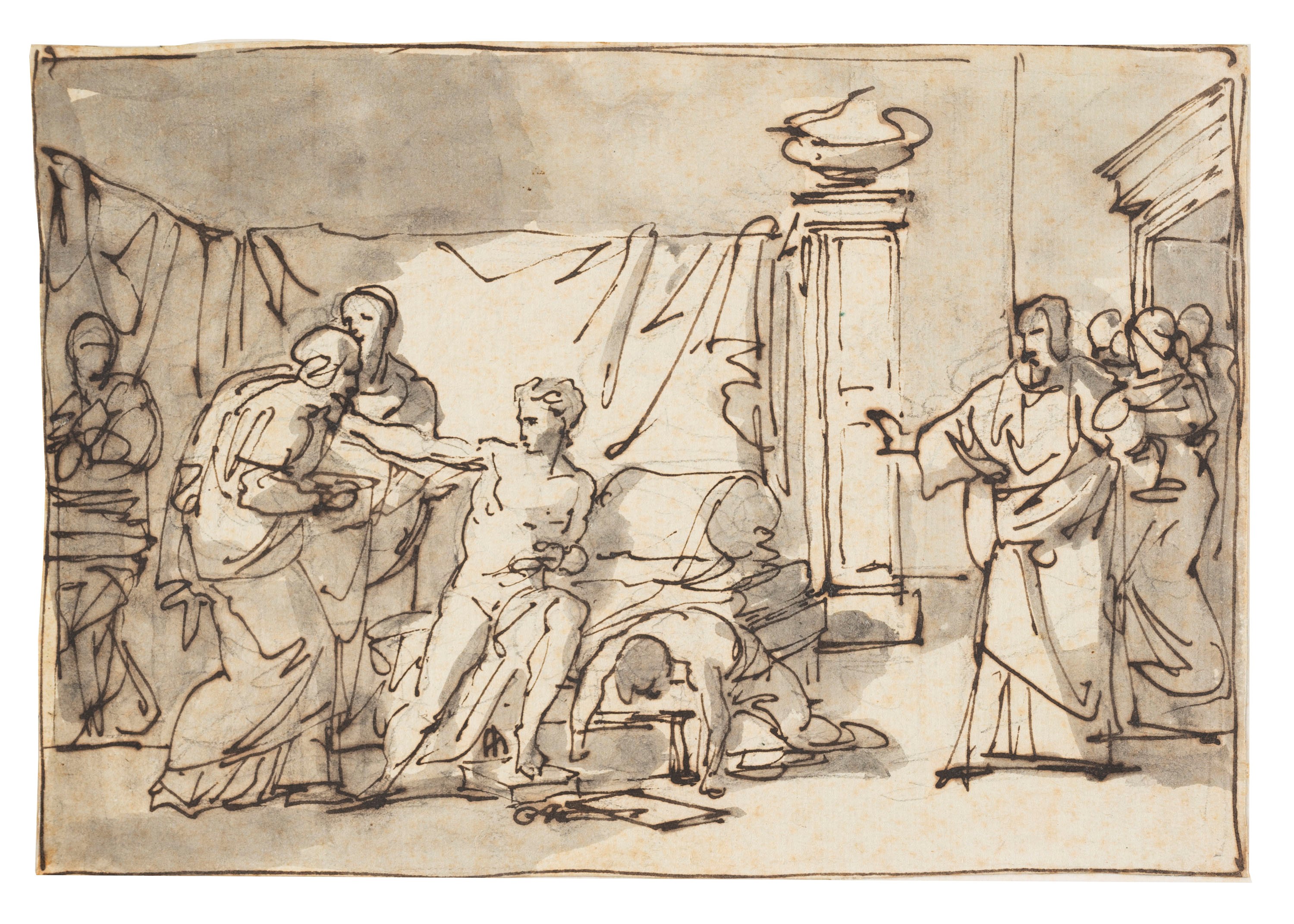 Francesco Coghetti - Studio per scena storica in un interno; Scena di storia romana davanti all'a...