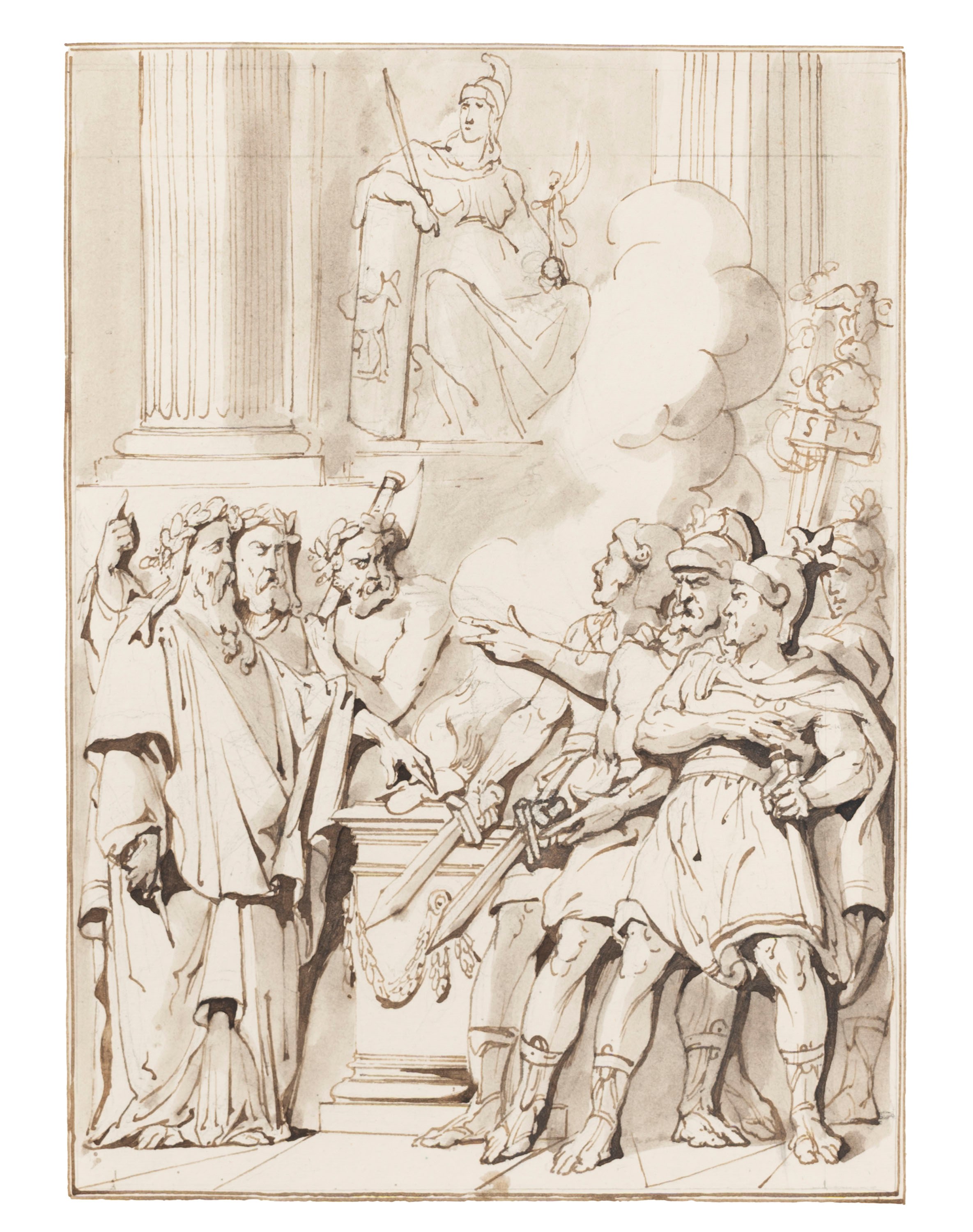 Francesco Coghetti - Studio per scena storica in un interno; Scena di storia romana davanti all'a...