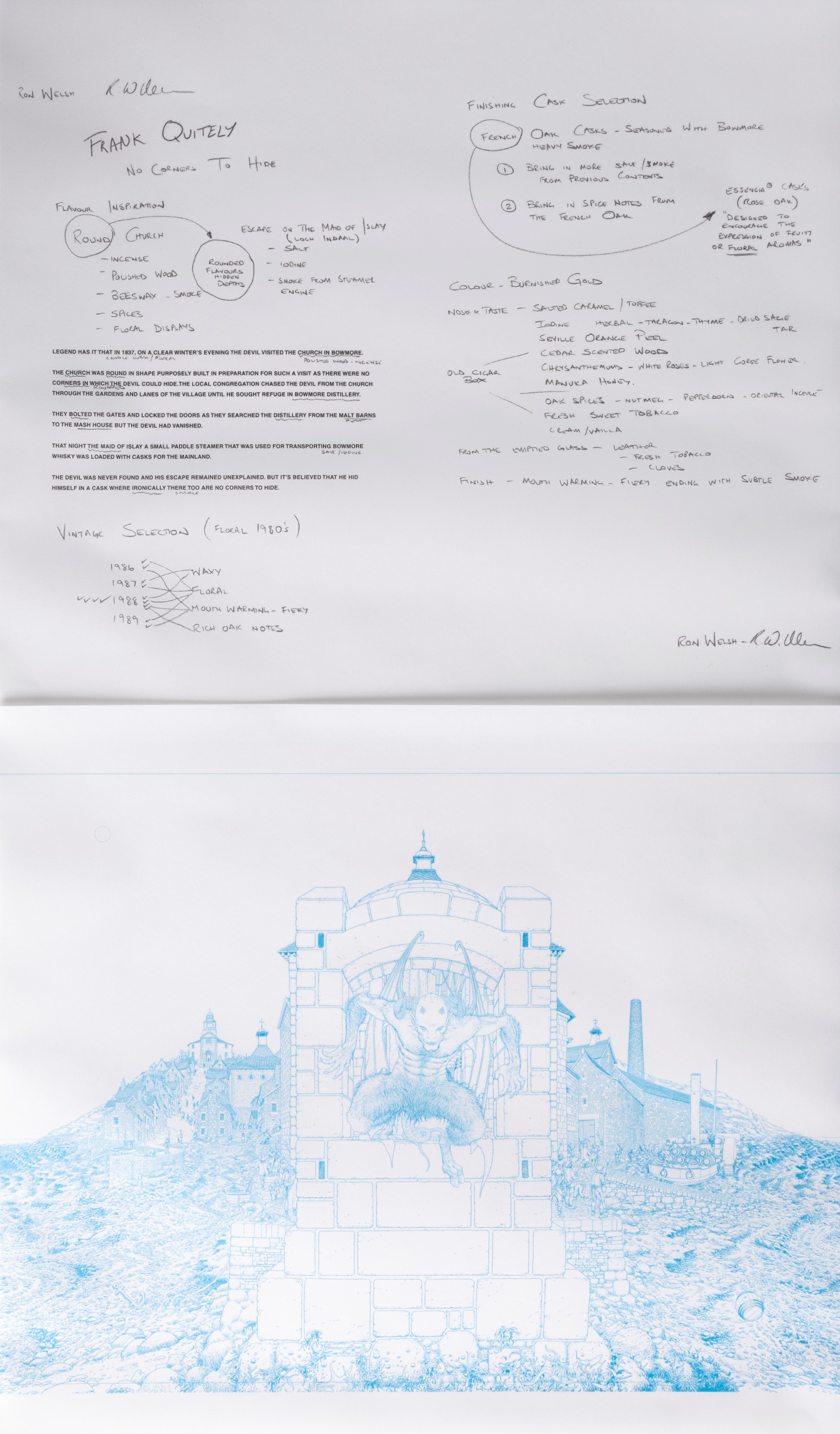 Scozia - Bowmore, 32-Year-Old 'No Corners to Hide' con stampa originale di Frank Quitely