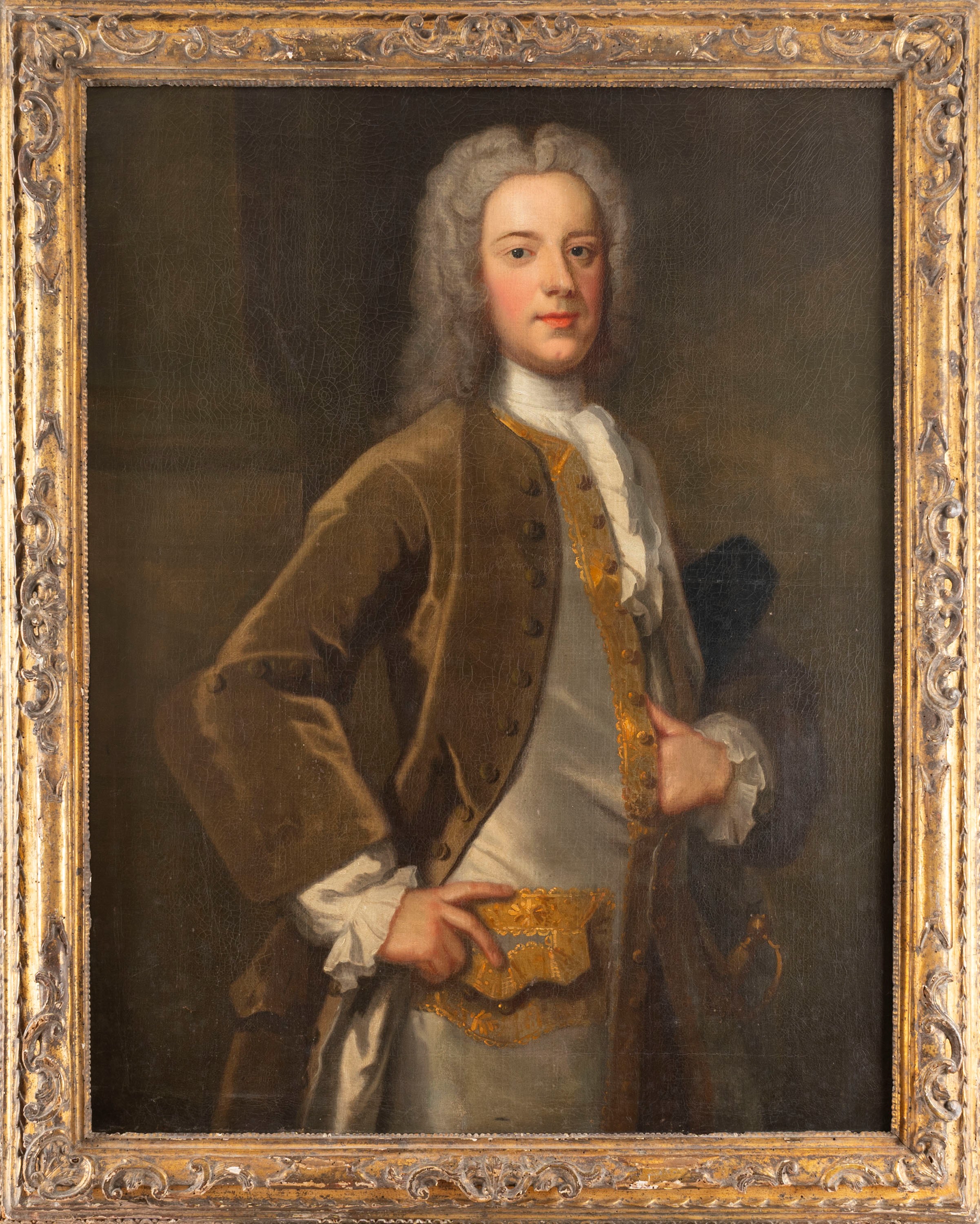 Scuola Inglese, Secolo XVIII - Scuola inglese, Ritratto di gentiluomo a tre quarti di figura, oli...
