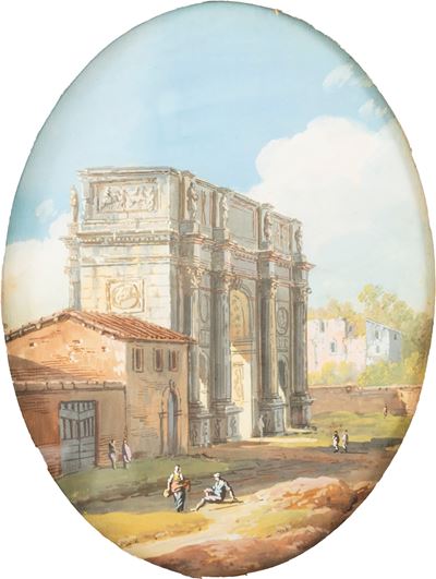 Autore sconosciuto, L'Arco di Costantino, tempera su carta