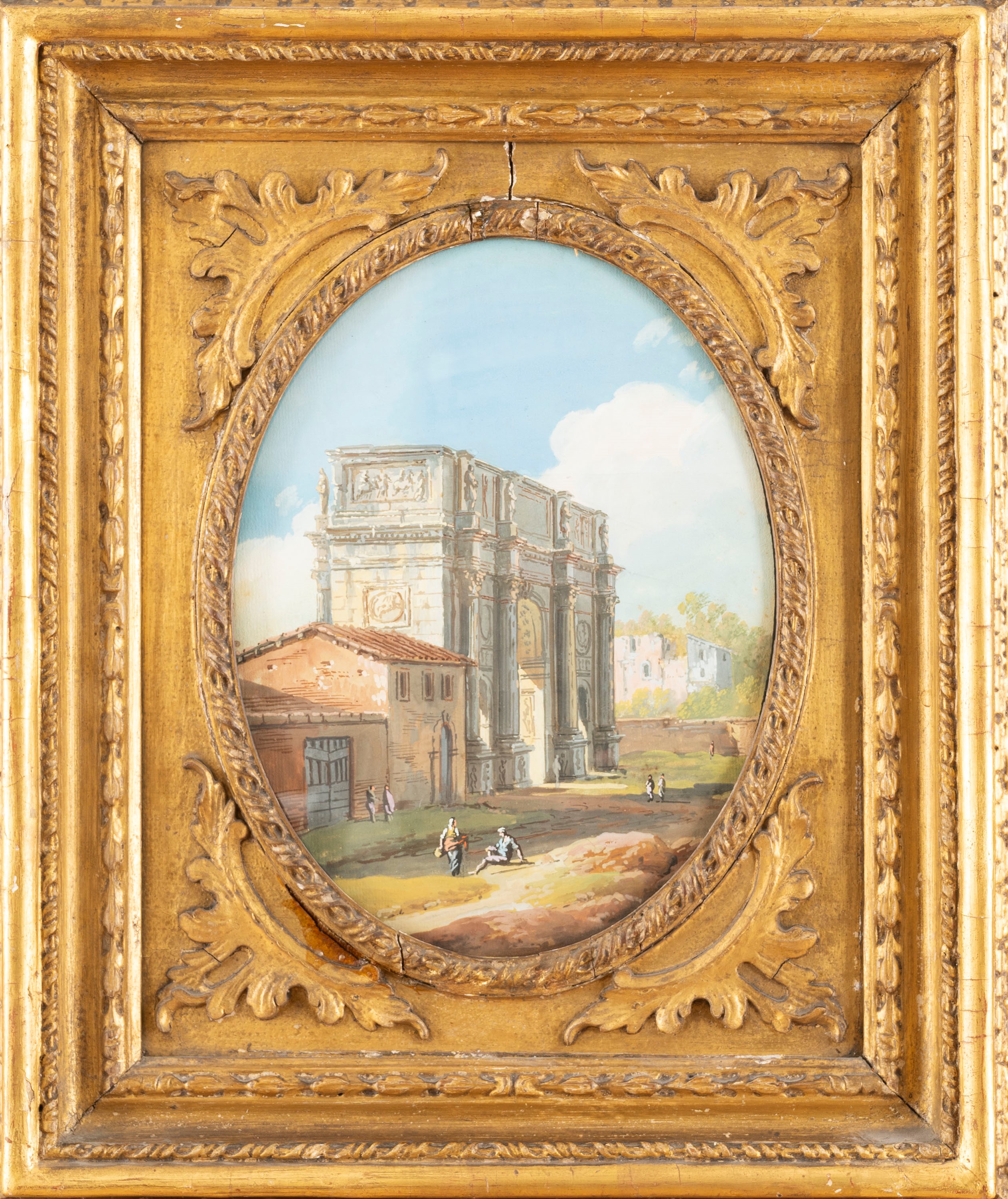 Seguace di Giovanni Paolo Panini - Autore sconosciuto, L'Arco di Costantino, tempera su carta