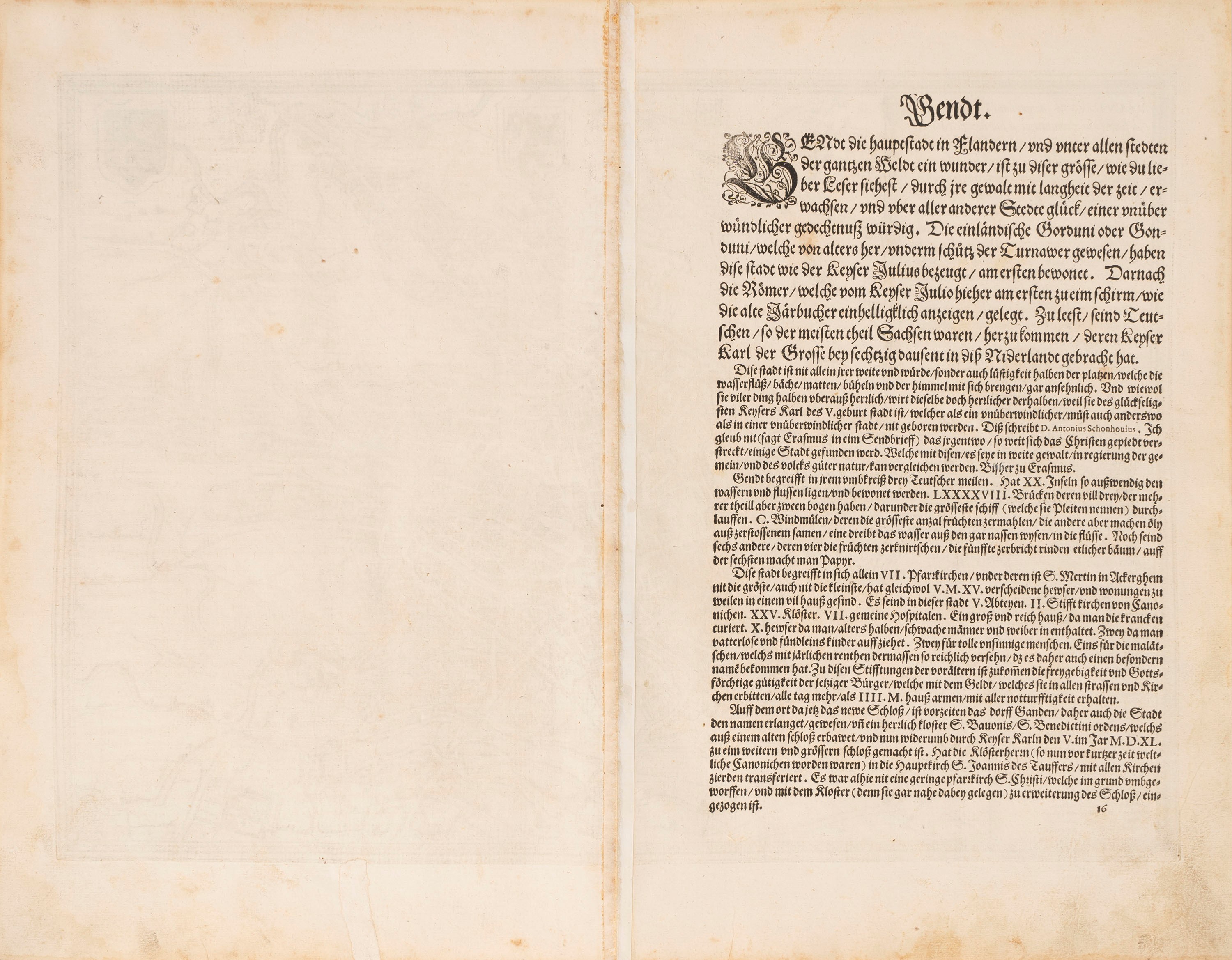 Braun, Georg - Hogenberg, Frans - Gandavum Amplissima Flandriae Urbs, Á Julio Caesare Condita, Et...