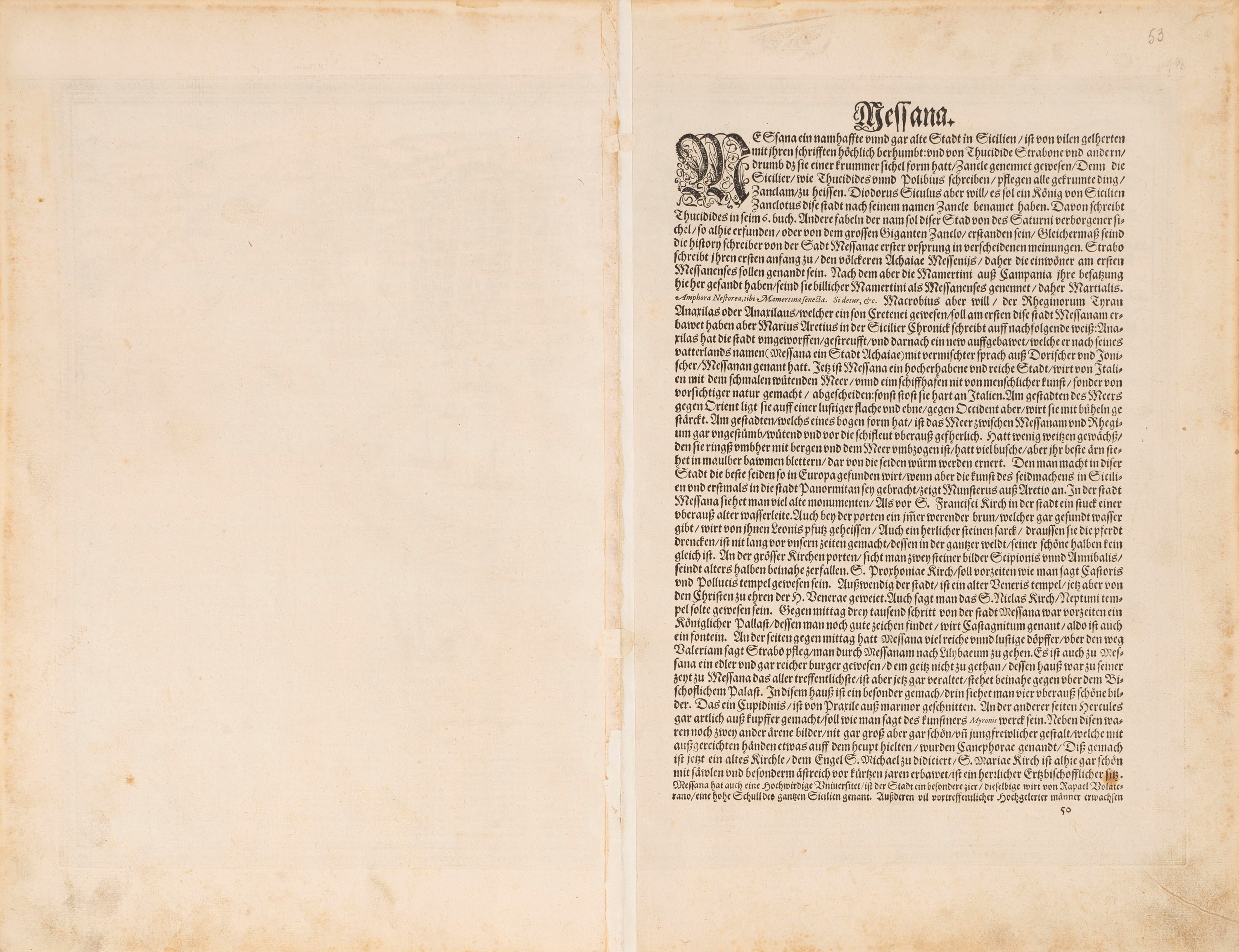 Braun, Georg - Hogenberg, Frans - Messana, Urbis Est Sicilia Maxima, Situ, Opulentia.