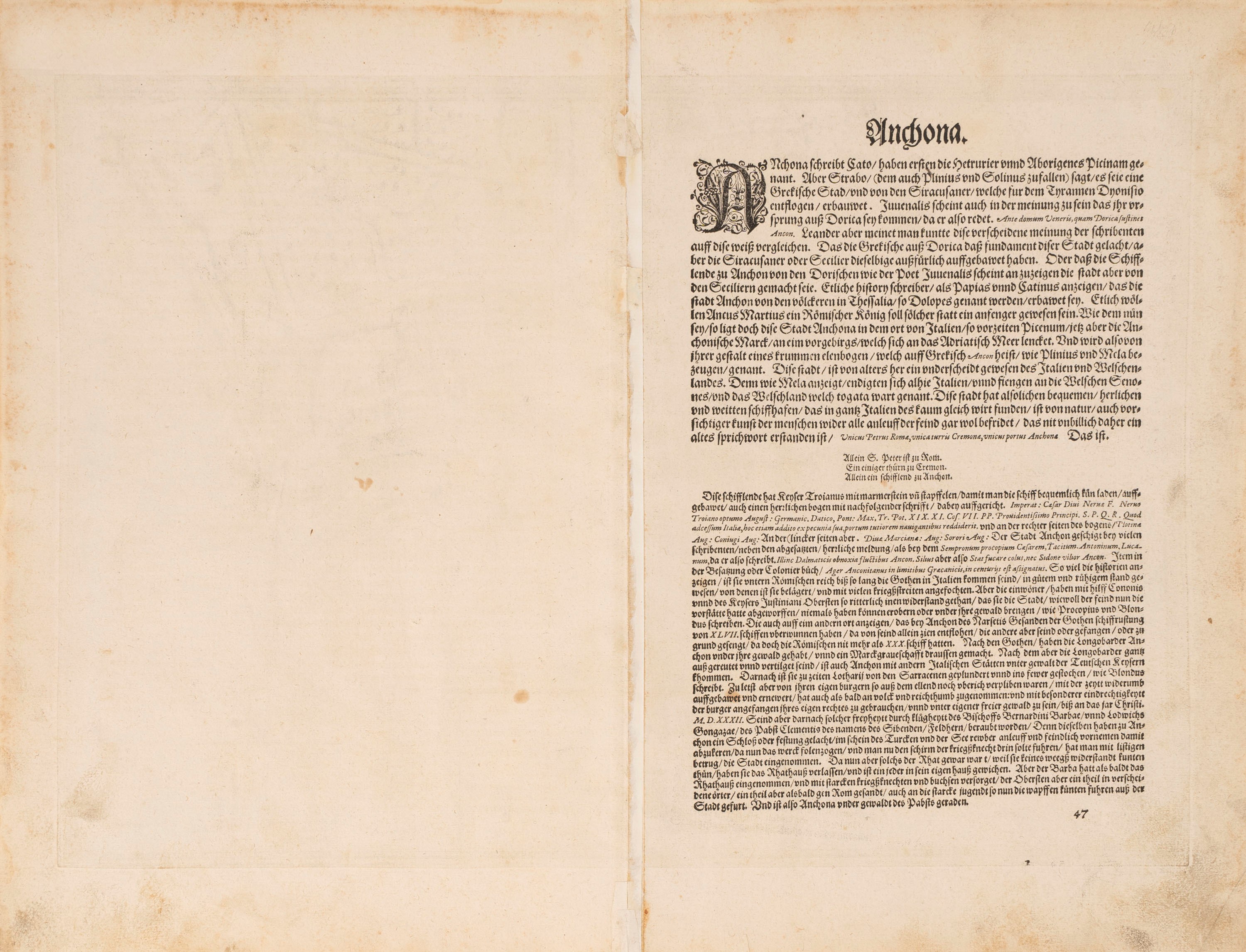 Braun, Georg - Hogenberg, Frans - Ancona Ciuitas Piceni Celeberrima, Ade Mare Adriaticum Posita, ...