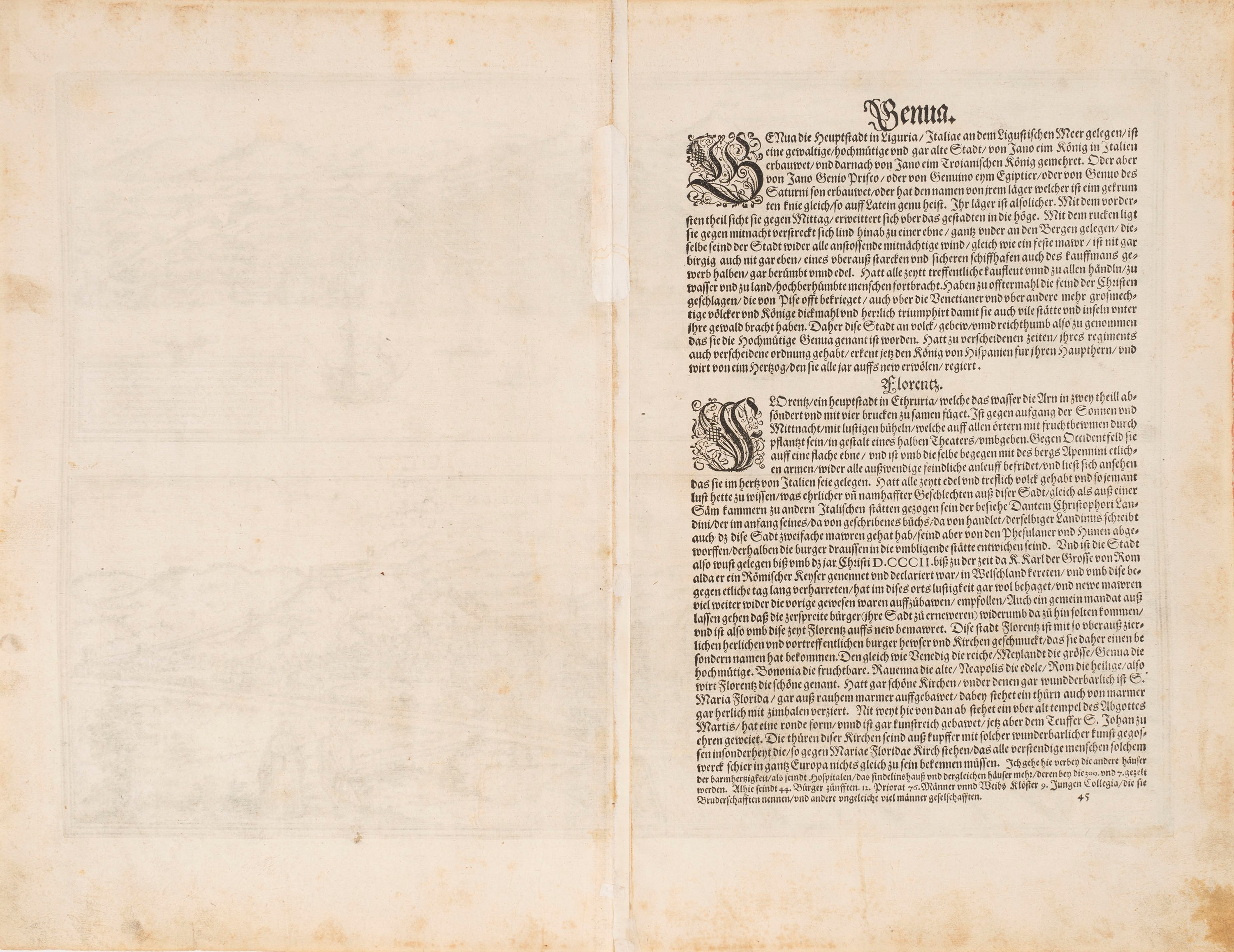 Braun, Georg - Hogenberg, Frans - Genua Ligurum Domina - Florentia Urbs Est Insignis Hetruariae, ...