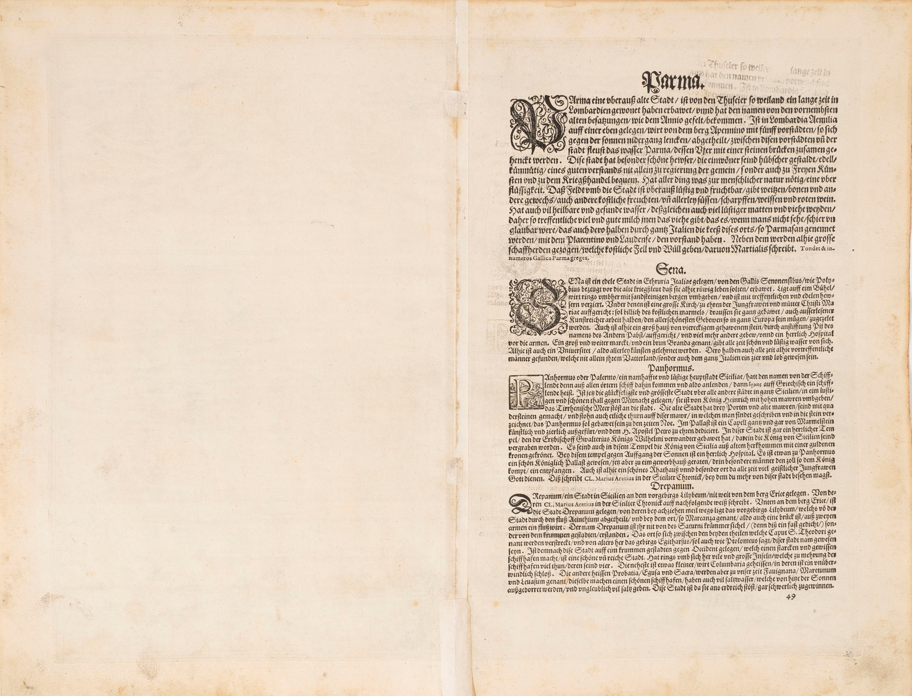 Braun, Georg - Hogenberg, Frans - Parma - Sena - Panhormus, Palermo Vulgariter, - Drepanum