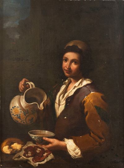 Ragazzo con brocca, olio su tela