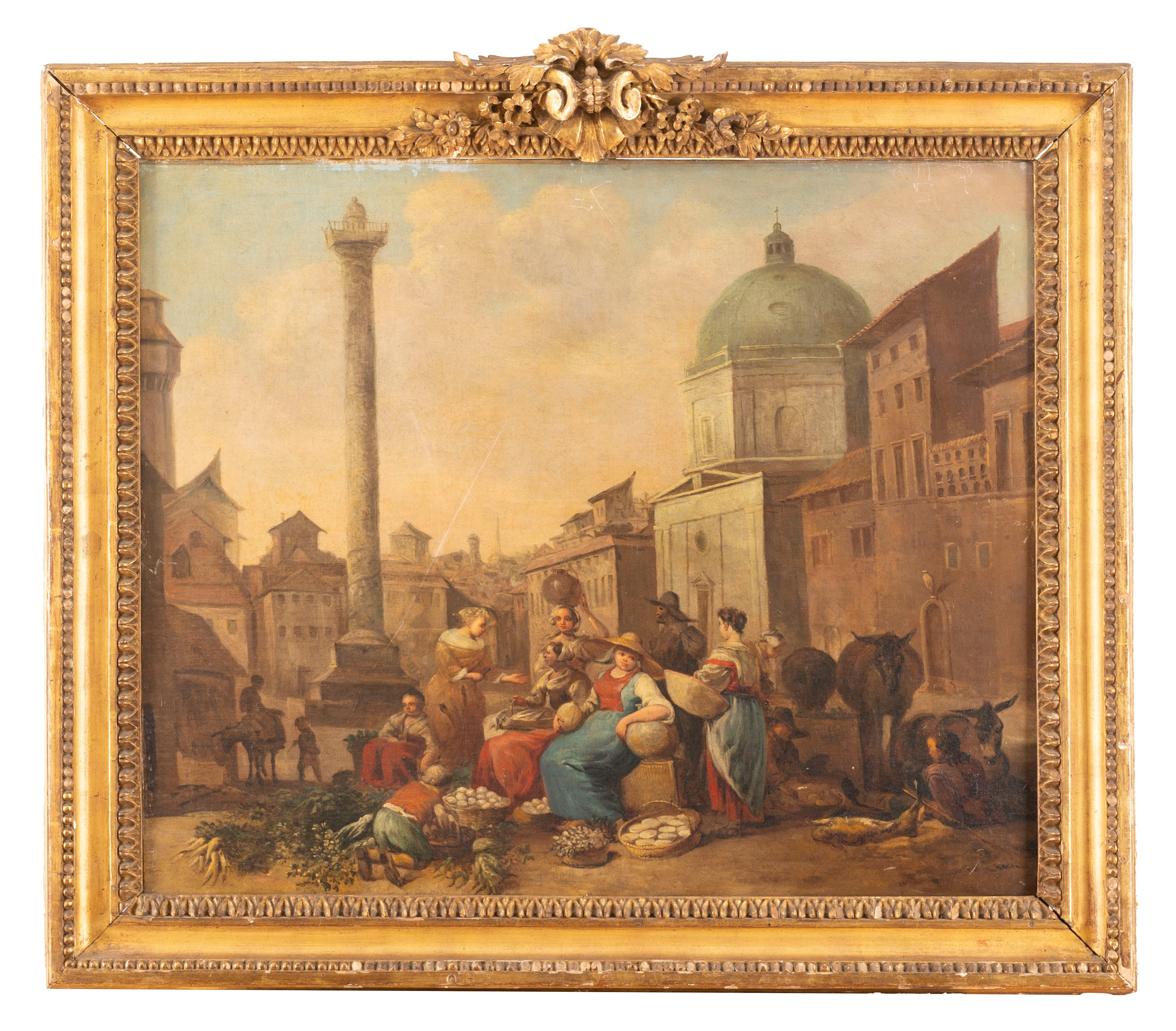 Cerchia di Hendrick Mommers (1623 - 1693) - Hendrick Mommers, Due scene di mercato con vedute di ...