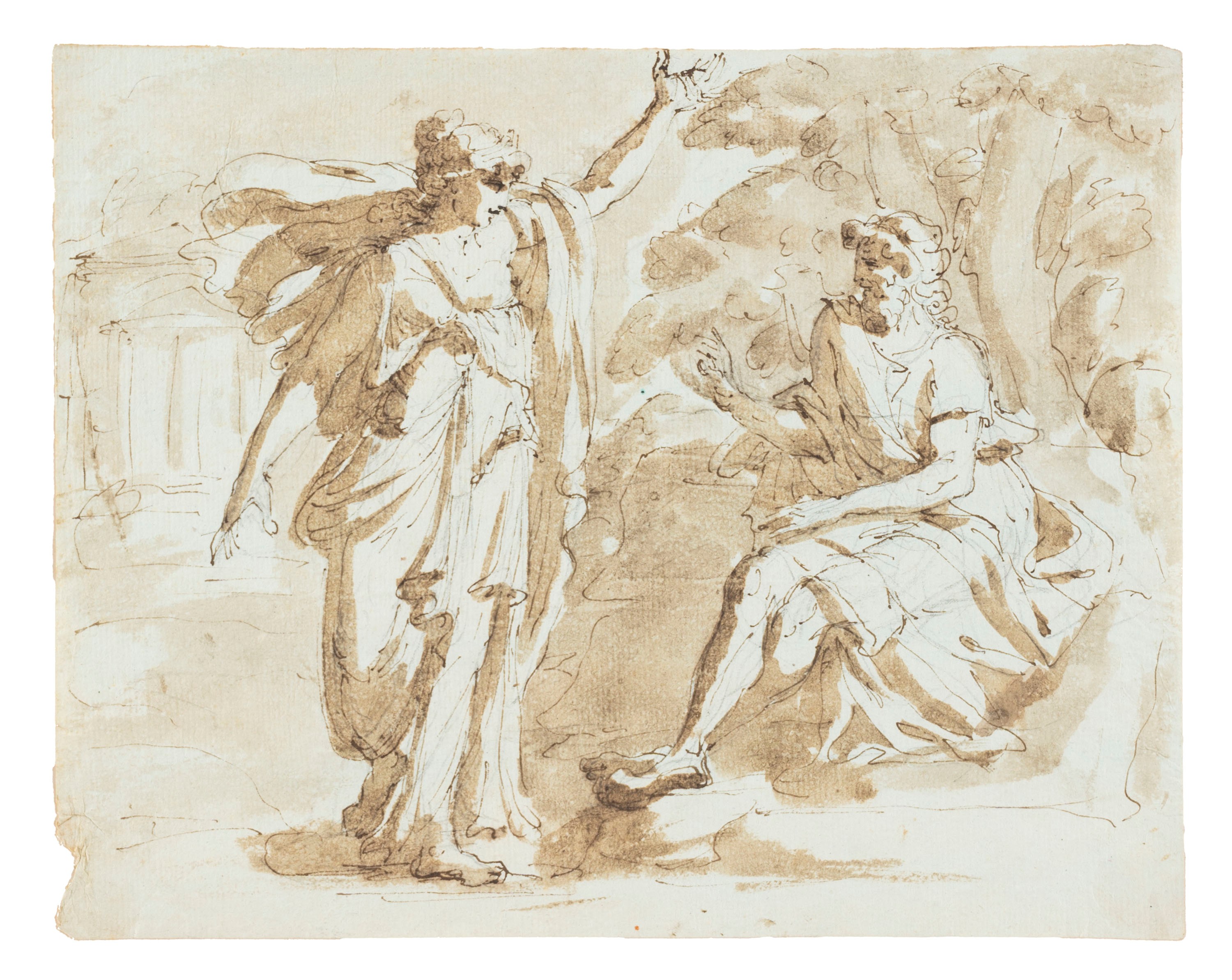 Giacomo Rossi - Studi per scene classiche, tre disegni a penna, inchiostro e acquerello