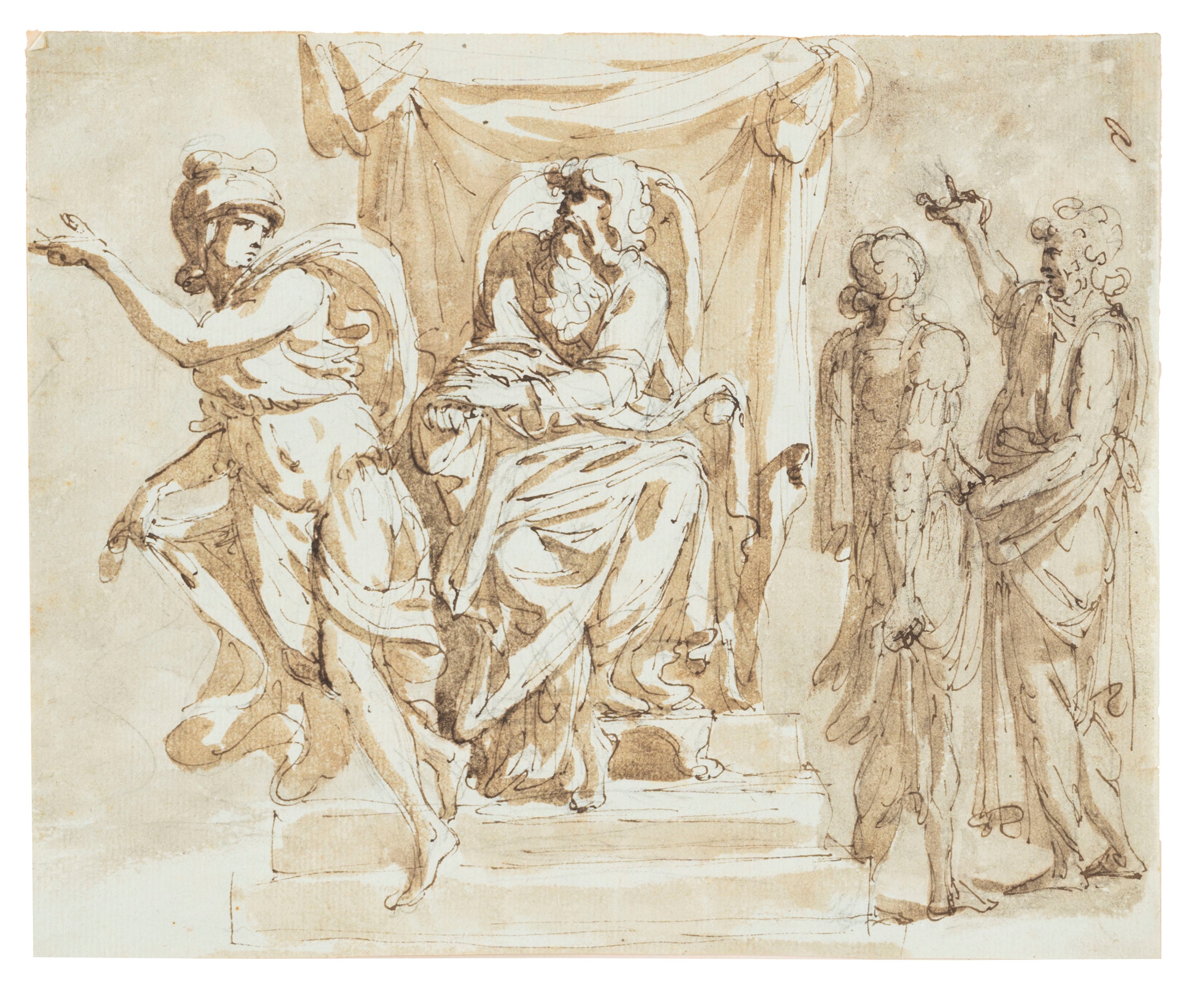 Giacomo Rossi - Studi per scene classiche, tre disegni a penna, inchiostro e acquerello