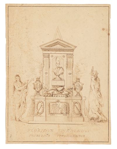 Florido Pierleoni, Studio per monumento funebre, penna e inchiostro bruno su carta