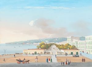 Gouache on paper depicting Villa Caracciolo in Naples