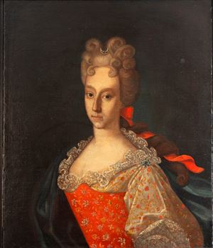 Ritratto di gentildonna a mezzo busto con fiocco rosso