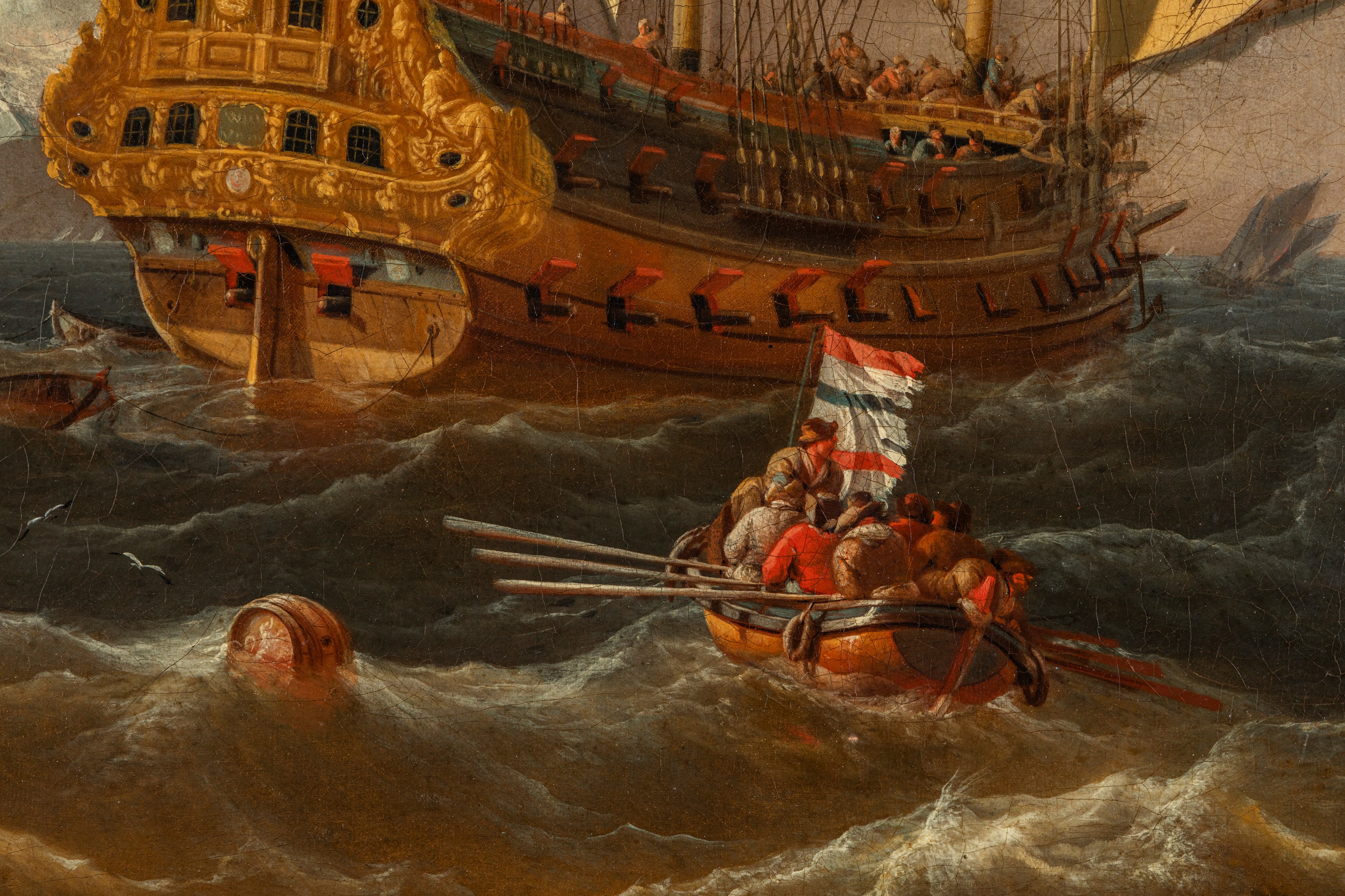 Abraham Storck - Marina con vascelli in navigazione, olio su tela