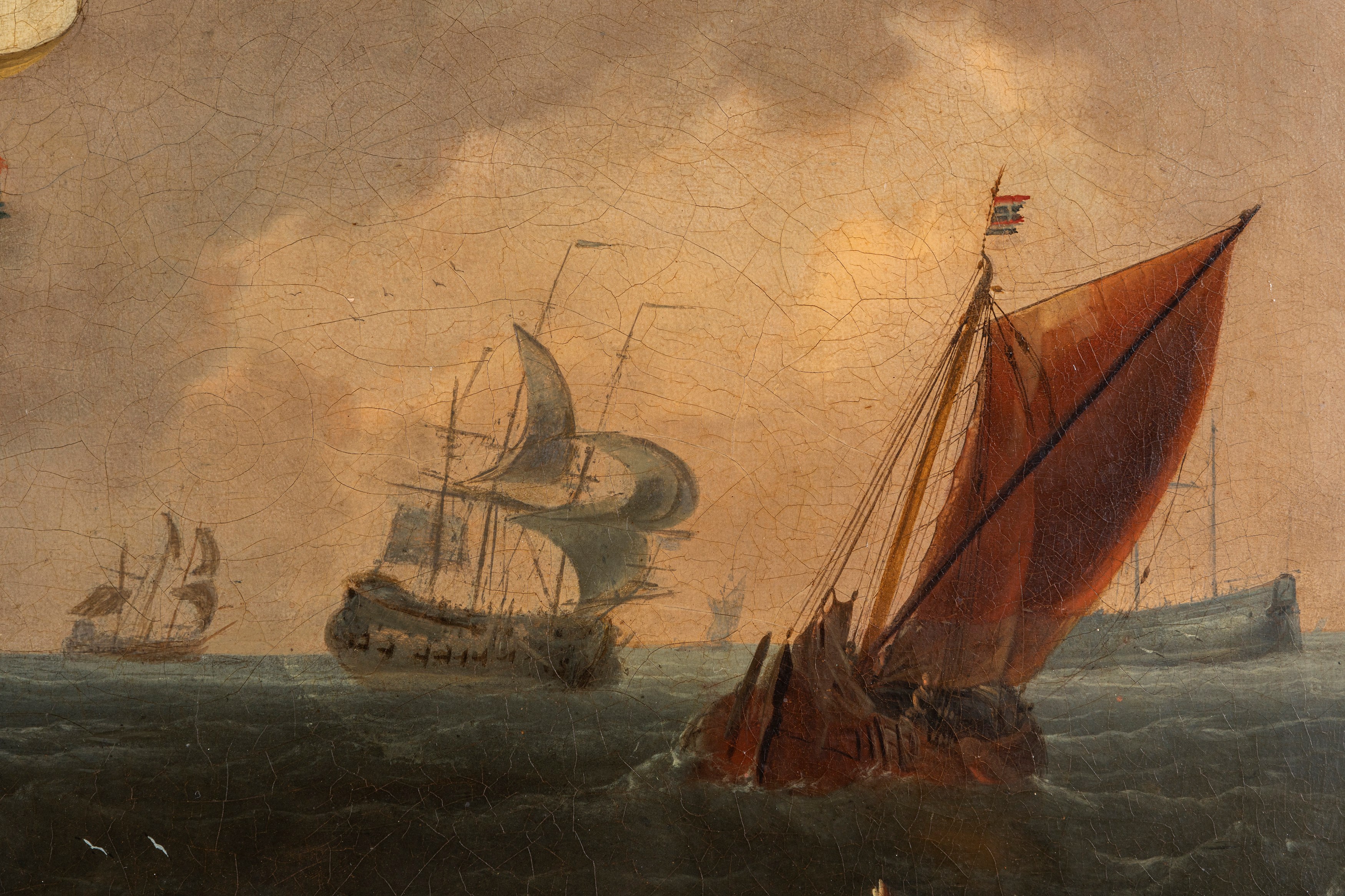 Abraham Storck - Marina con vascelli in navigazione, olio su tela