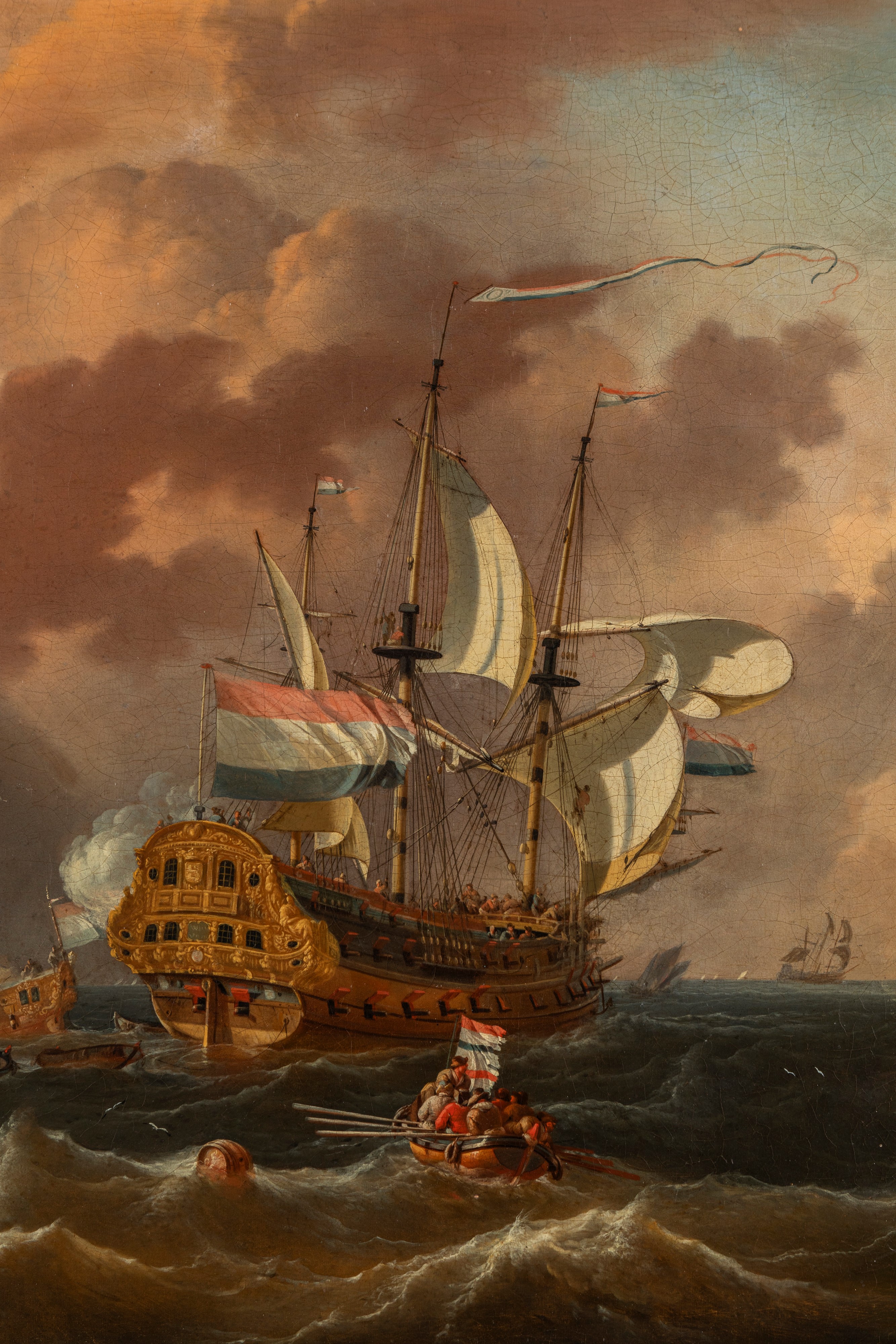 Abraham Storck - Marina con vascelli in navigazione, olio su tela