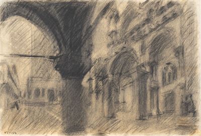 Architettura veneziana, carboncino su carta