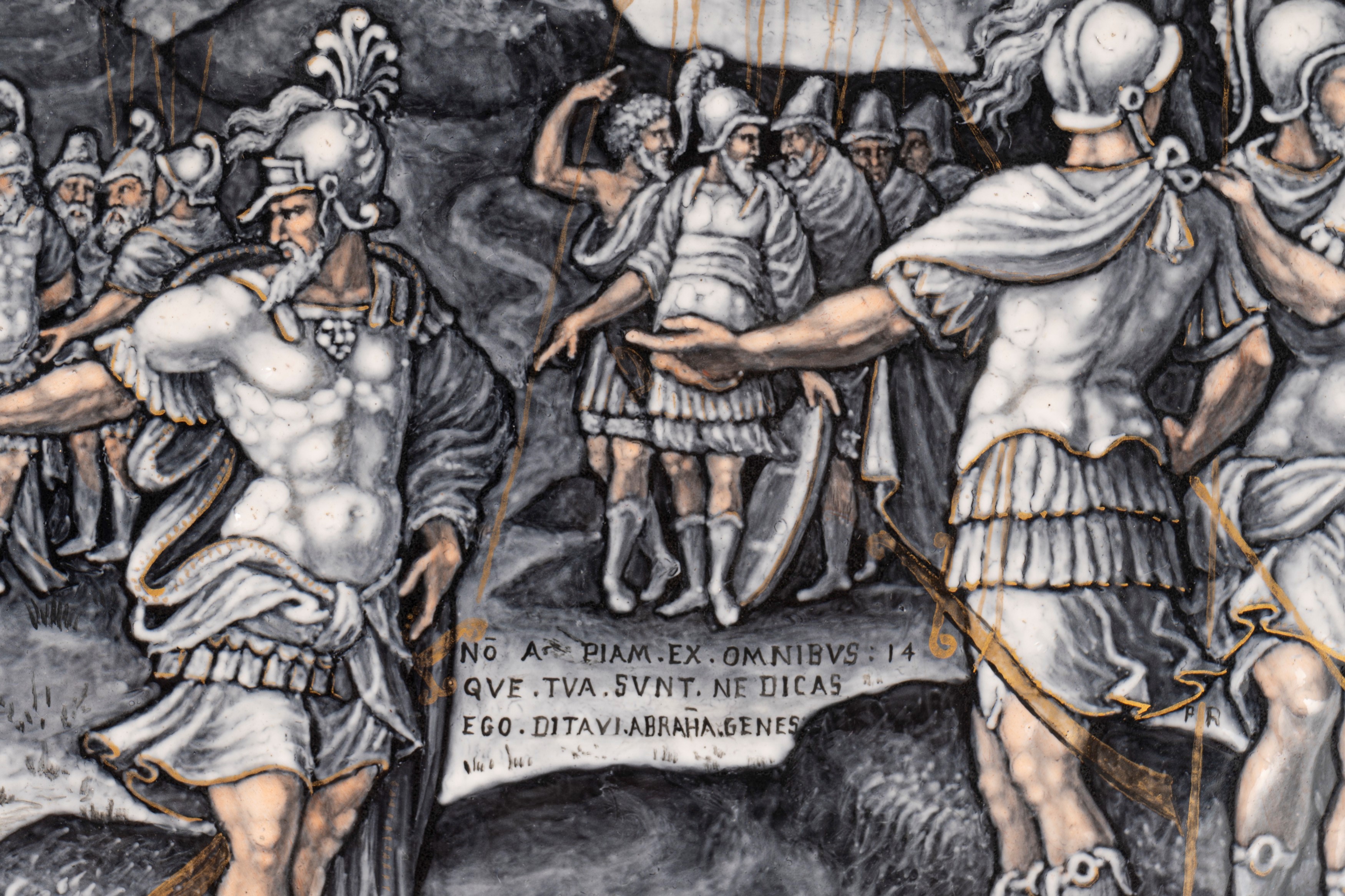 Attribuito a Pierre Reymond (1513-1584) - Piatto Ovale in Smalto di Limoges Raffigurante Abramo R...
