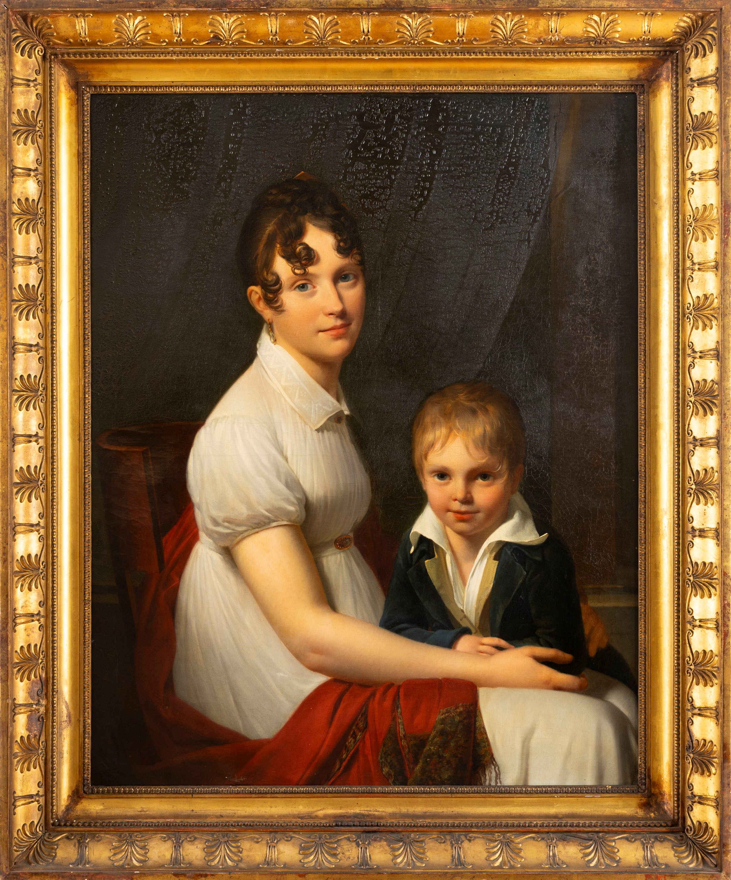 Louis André Gabriel Bouchet - Ritratto di gentildonna seduta con il figlio, olio su tela