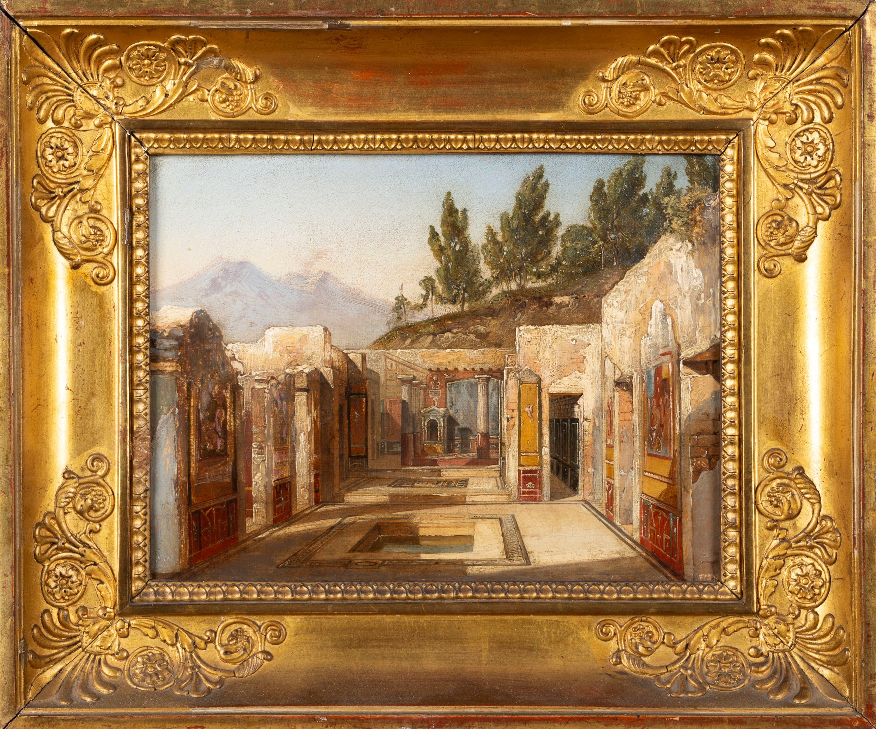 jules-fréDéric Bouchet - Veduta prospettica della casa del poeta tragico a Pompei, olio su tela