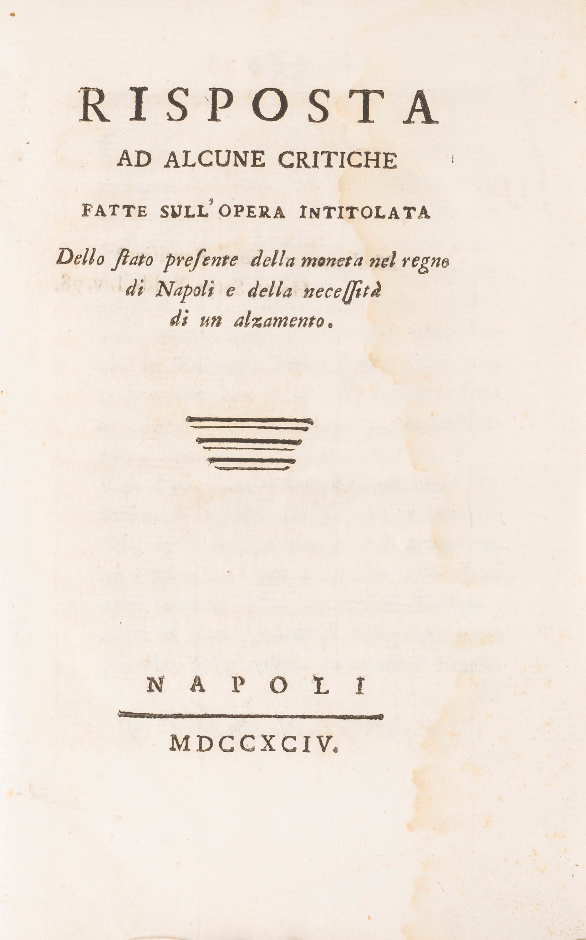 Luigi Diodati - Dello Stato Presente della Moneta nel Regno di Napoli e della Necessita di un Inn...