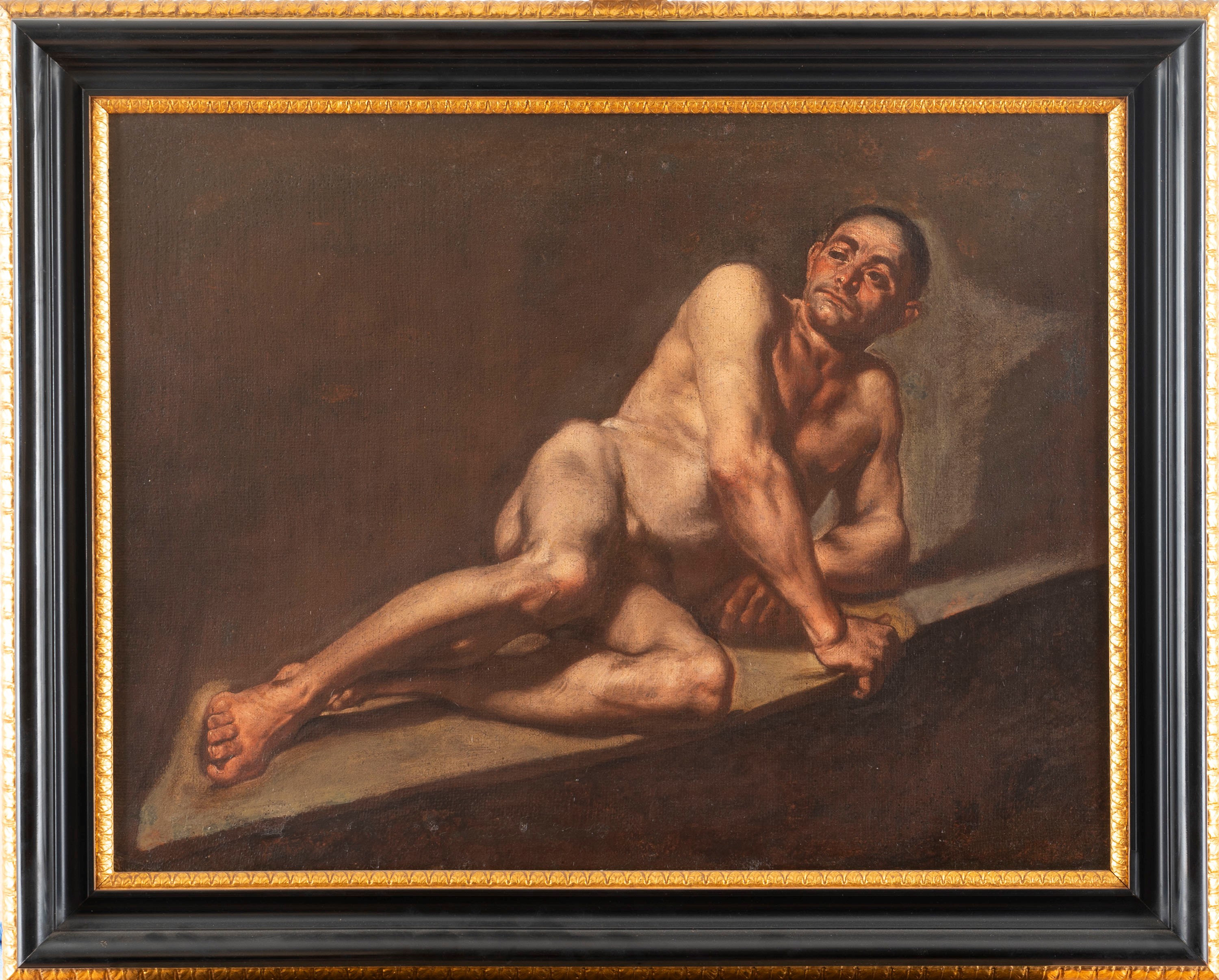 Scuola Napoletana, Secolo XVIII - Autore Ignoto, Studio di nudo virile disteso, olio su tela