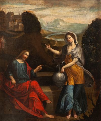 Garofalo, Cristo e la Samaritana al pozzo, olio su tela
