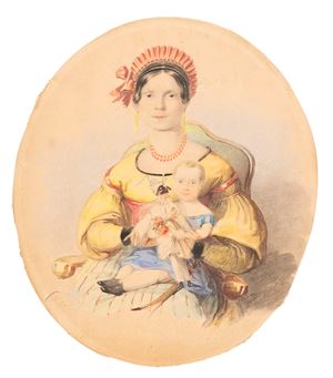 Ritratto di giovane madre con il suo bambino