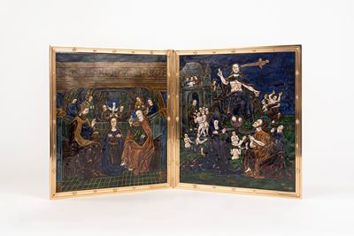Antico Dittico in Smalto di Limoges Raffigurante Scene Bibliche