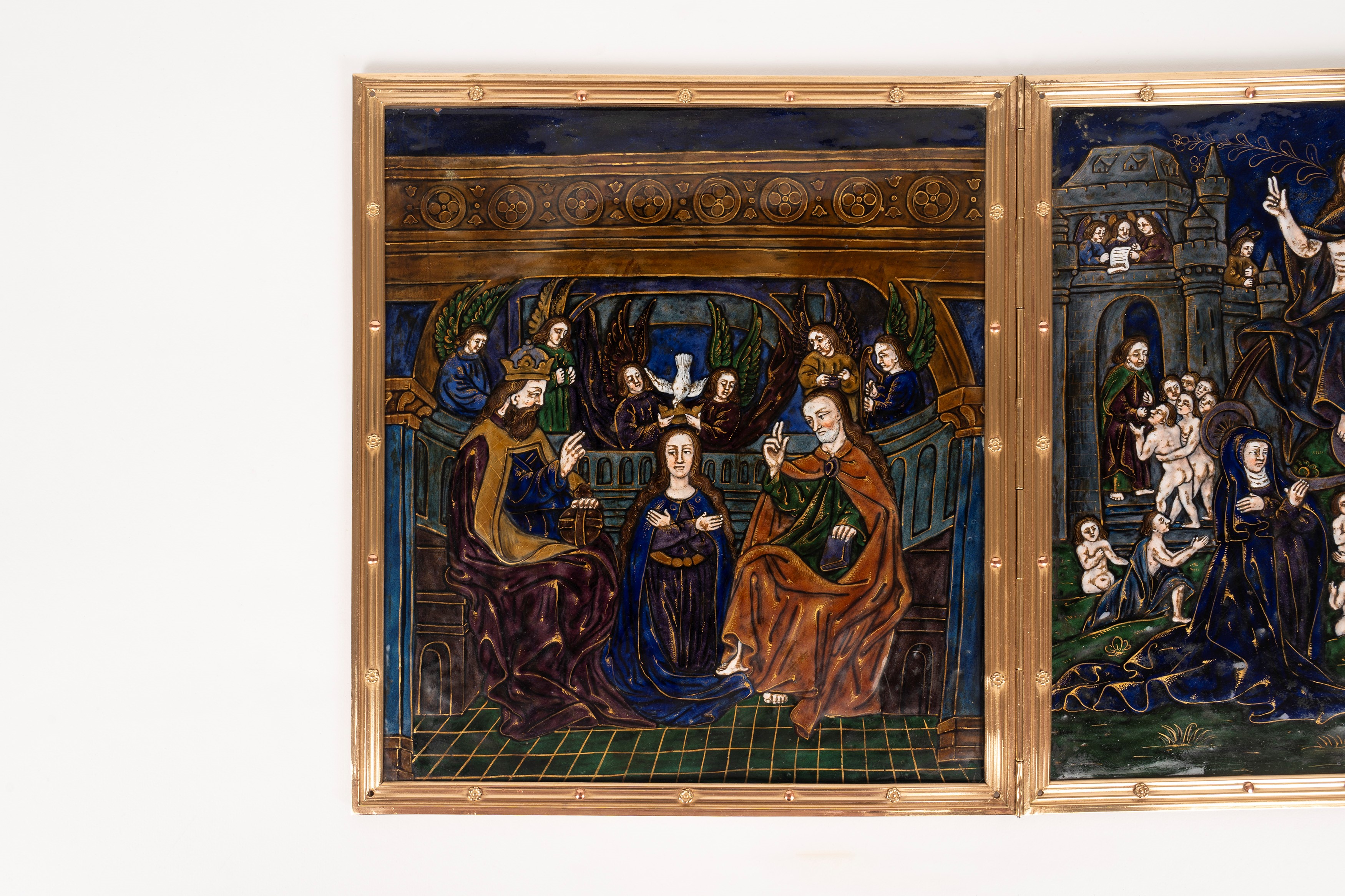 Antico Dittico in Smalto di Limoges Raffigurante Scene Bibliche