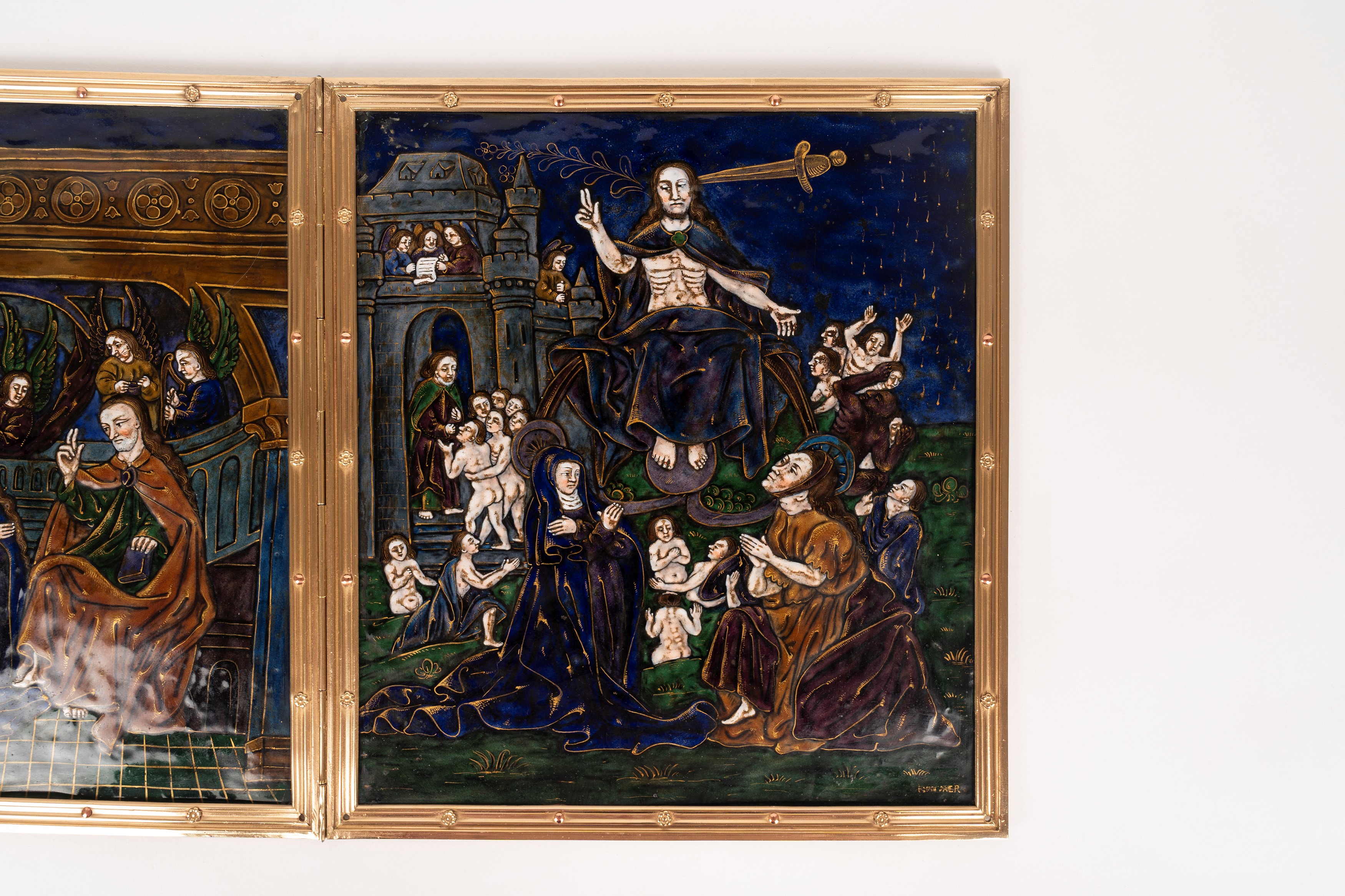 Antico Dittico in Smalto di Limoges Raffigurante Scene Bibliche