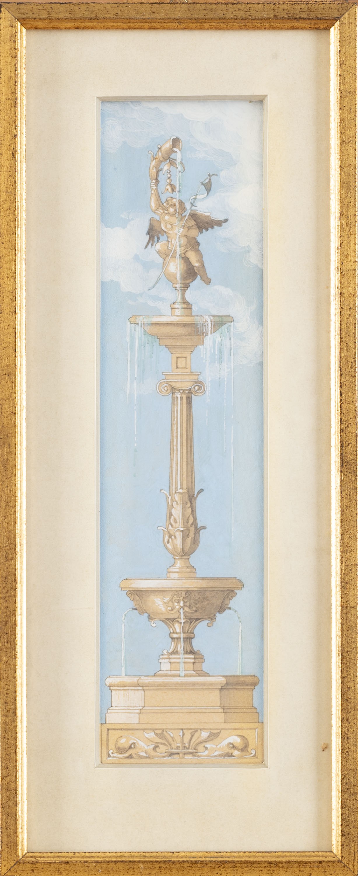 jules-fréDéric Bouchet - Studio per una fontana, penna, inchiostro e acquerello su carta