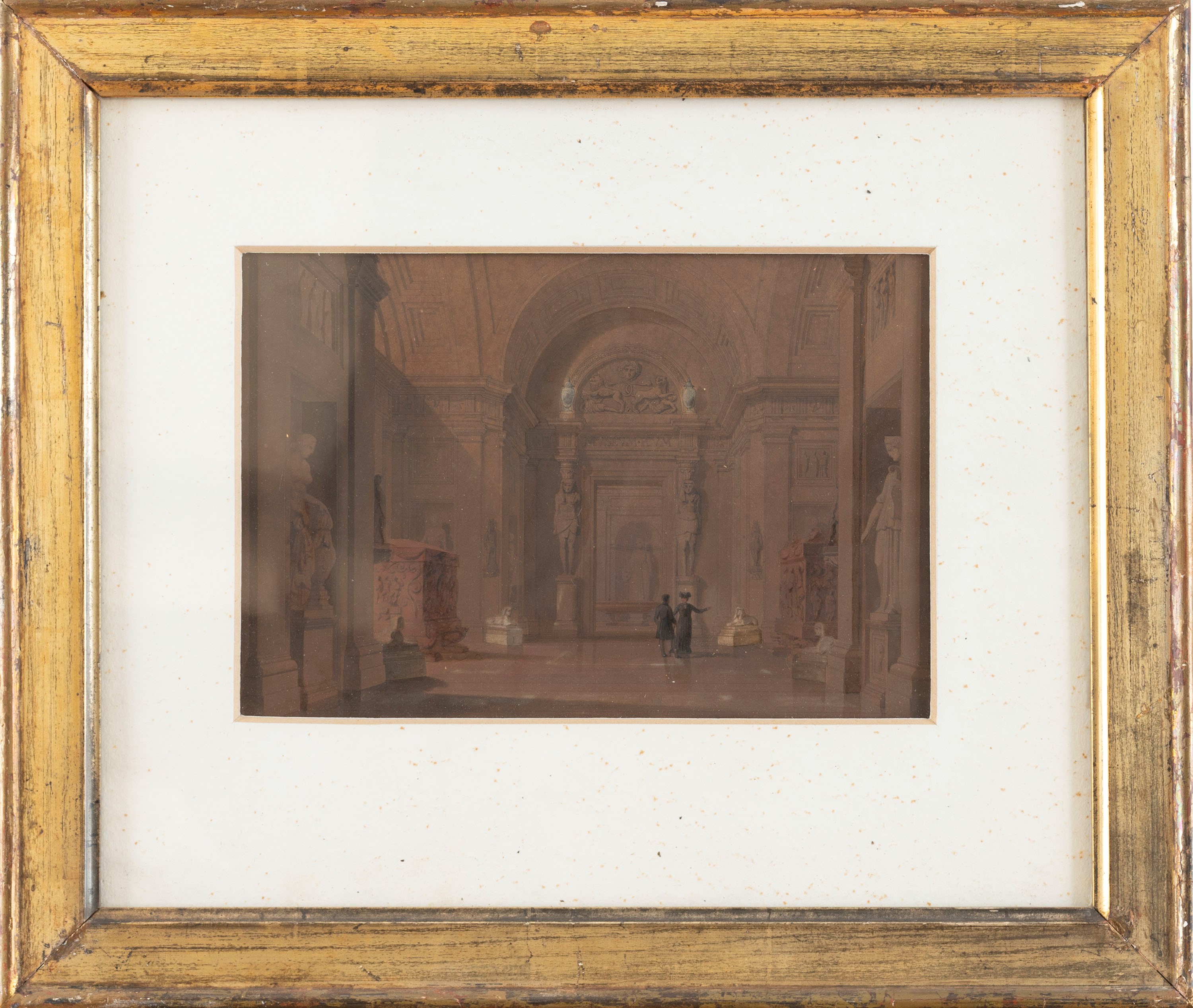 jules-fréDéric Bouchet - Sala del Museo Pio Clementino con il sarcofago di Costanza, penna, inchi...