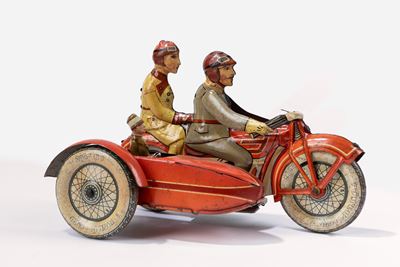 Moto Sidecar con la Famiglia di Grandi Dimensione