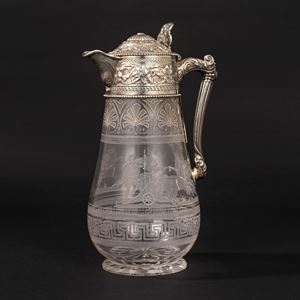 Caraffa in argento e cristallo molato, Sheffield, 1864