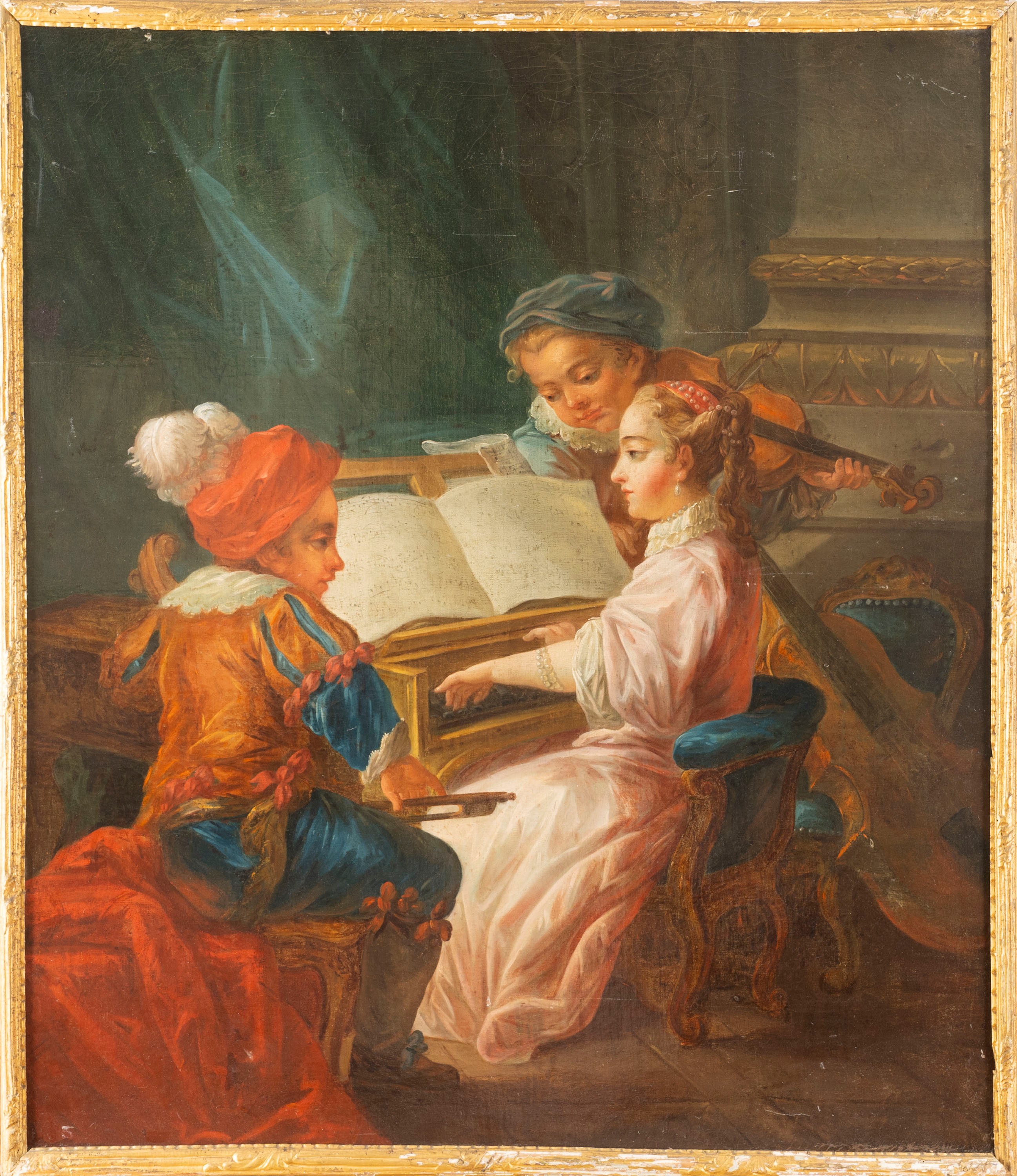 Scuola Francese, Secolo XVIII - Autore sconosciuto, Concertino - olio su tela