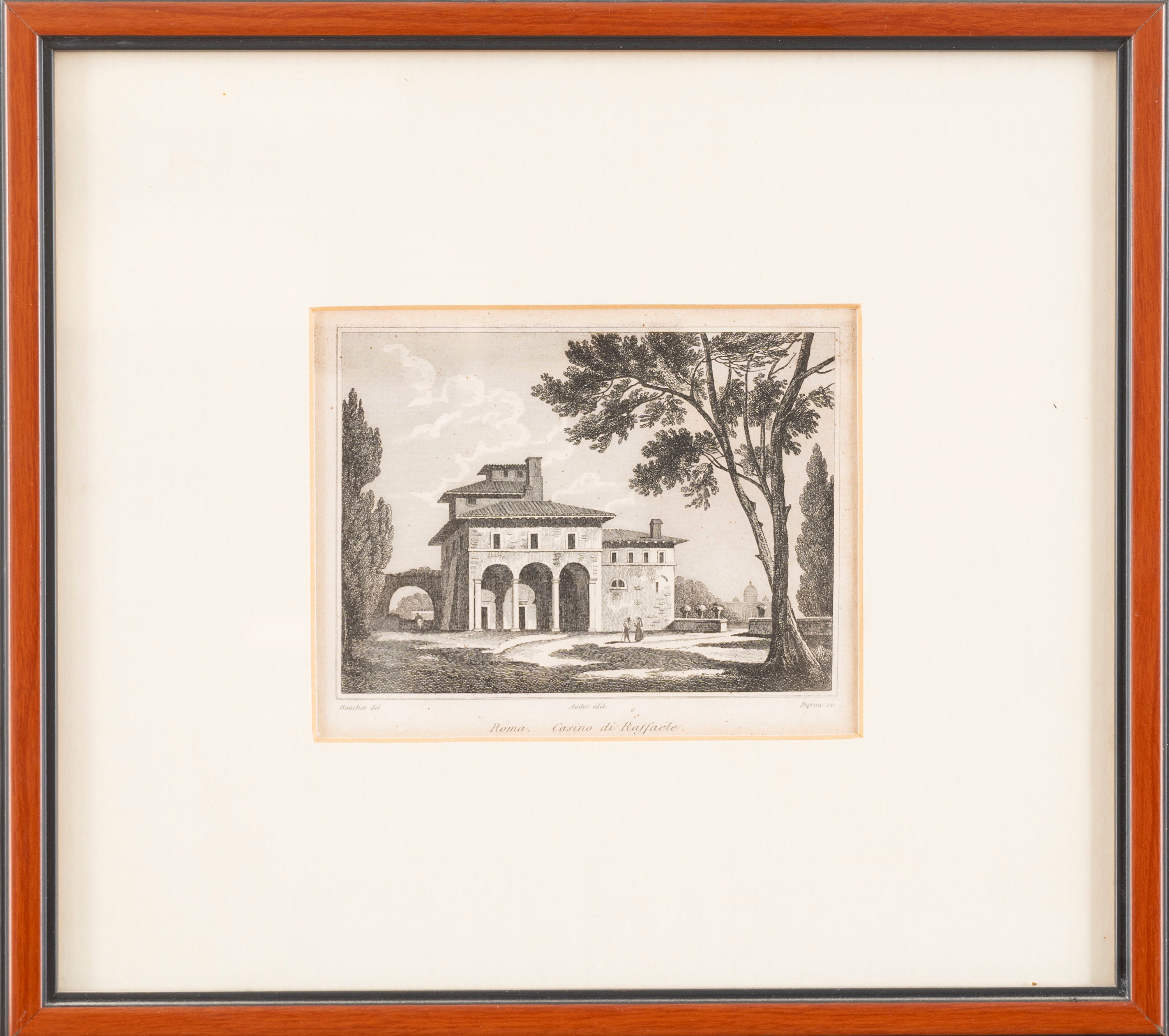 jules-fréDéric Bouchet - Due stampe raffiguranti Villa Pia al Vaticano e Casina di Raffaello