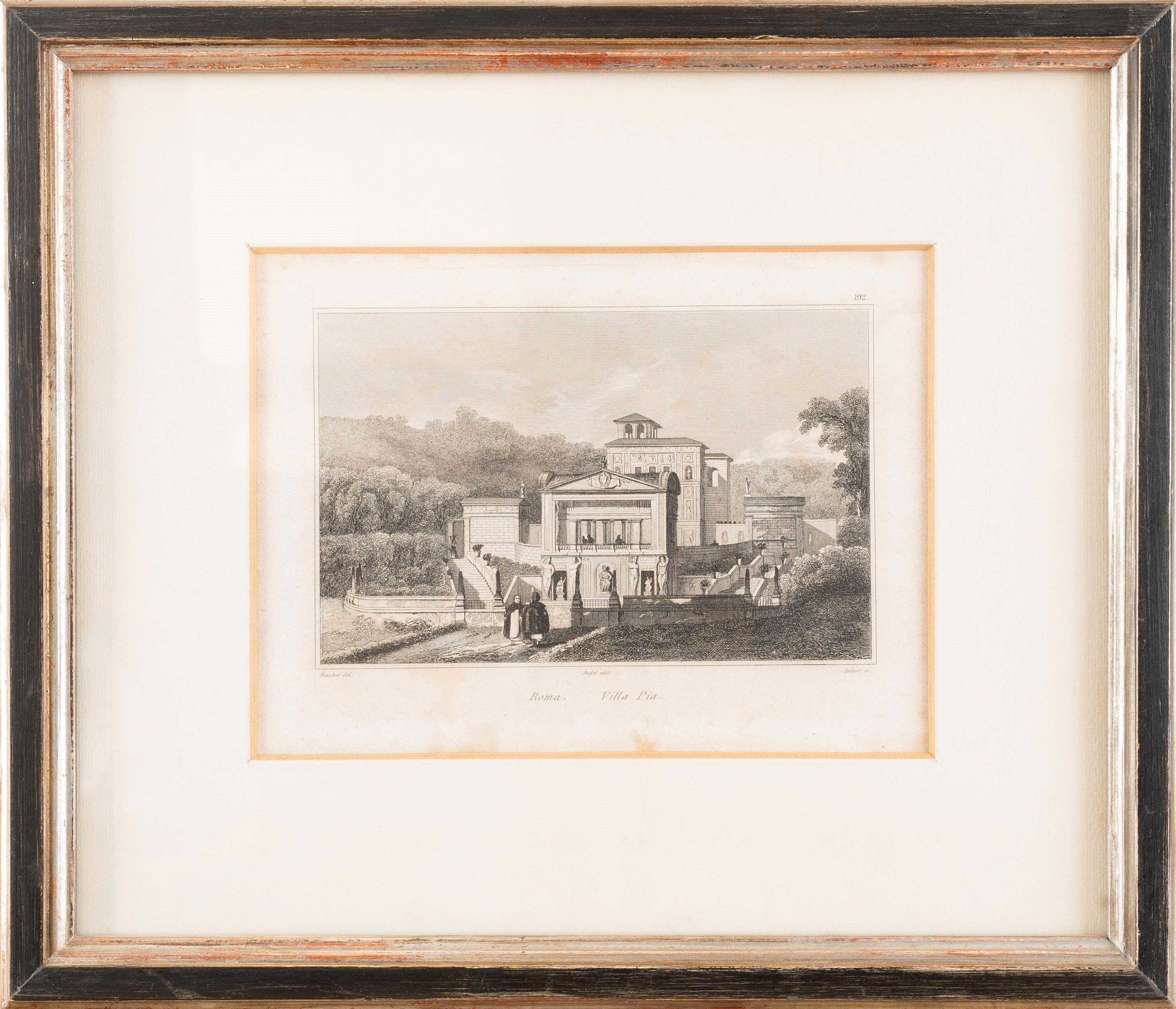 jules-fréDéric Bouchet - Due stampe raffiguranti Villa Pia al Vaticano e Casina di Raffaello