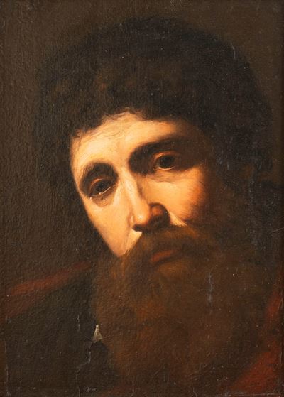 Jusepe de Ribera, Studio per volto di San Paolo, olio su tela applicato su tavola