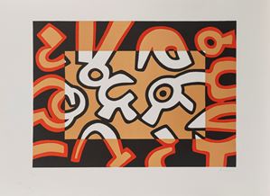 Composizione rosso-nero-beige