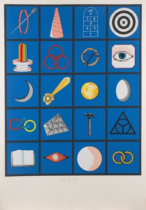 Composizione blu con riquadri