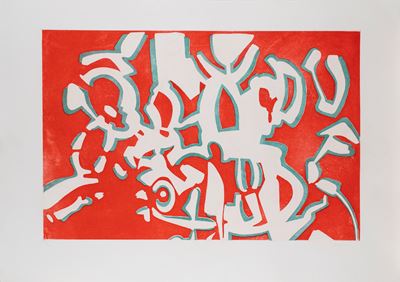 La ricerca del colore (rosso), acquaforte acquatinta a colori, es. 77/100