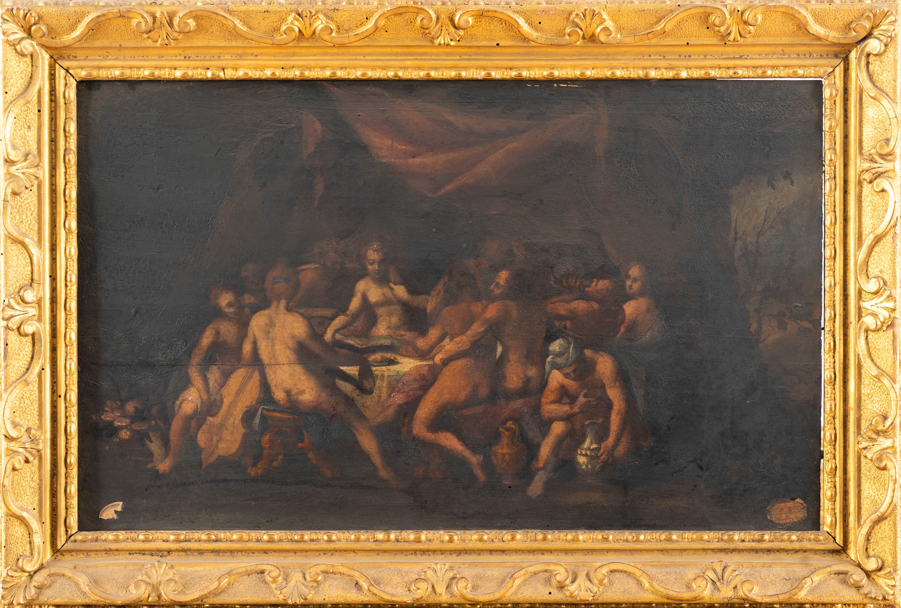 Scuola Fiamminga, Secolo XVII - Nibale Carraccio, Banchetto degli Dei (bozzetto) - olio su tavola
