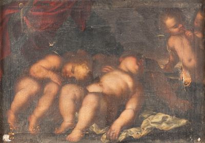 Autore sconosciuto, Giochi di putti, olio su tela
