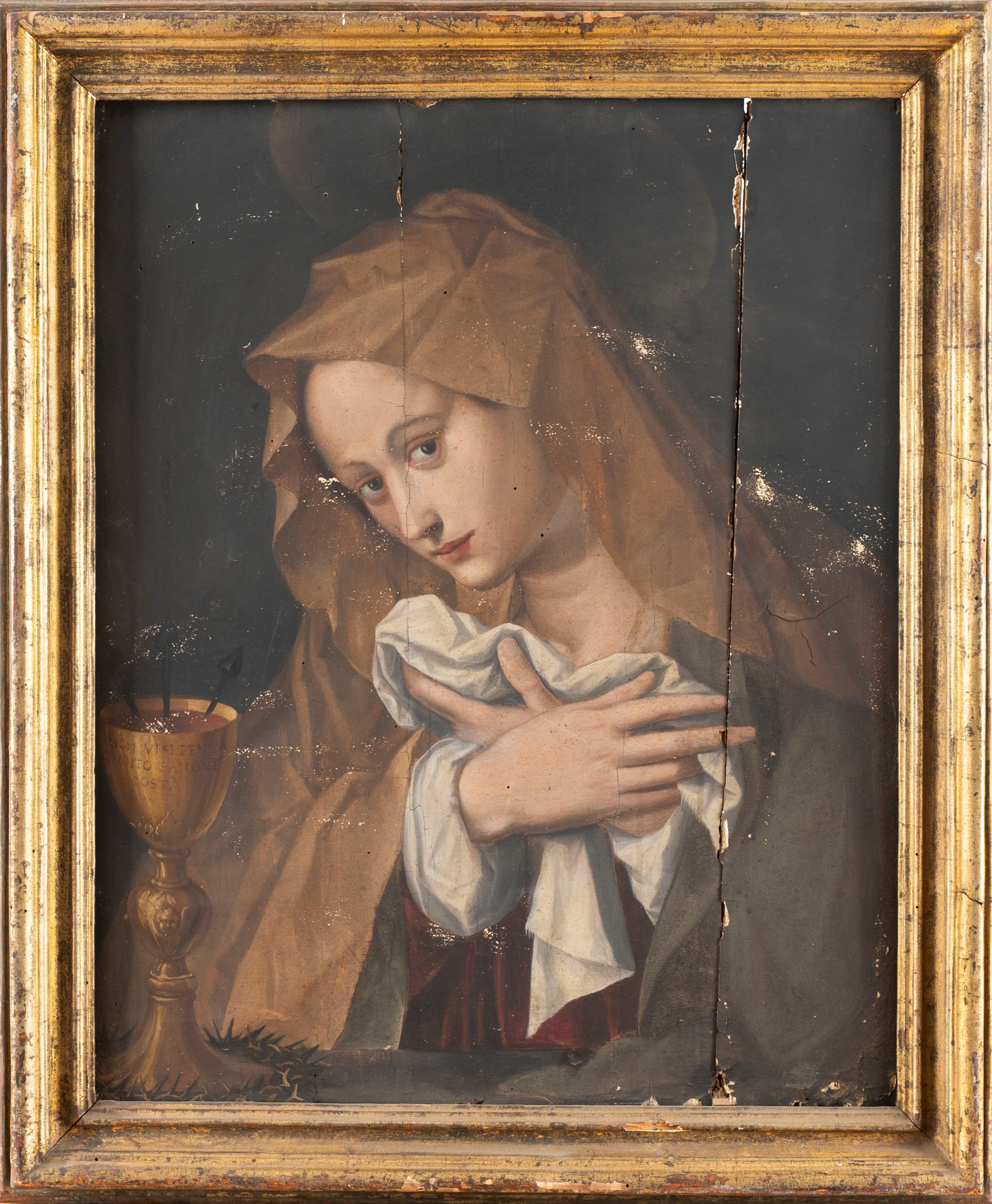 Scuola Toscana, Fine Secolo XVI - Inizi Secolo XVII - Allori, Madonna in preghiera con il calice ...