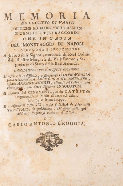 Memoria Ad Oggetto di Varie Politiche ed Economiche Ragioni e Temi di Utili Raccordi che in Causa...