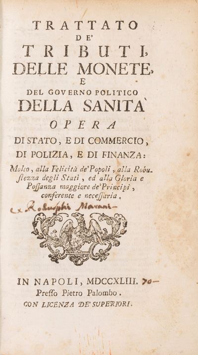 Trattato De' Tributi, delle Monete e del Governo Politico della Sanità.