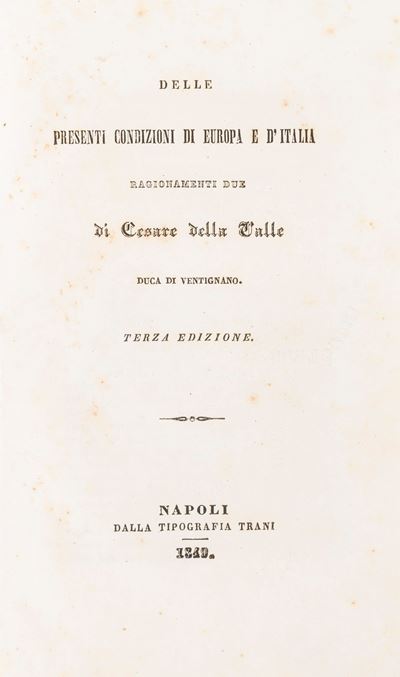 Delle Presenti Condizioni di Europa e D'italia. Ragionamenti Due.