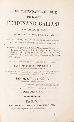 Correspondance inédite de l'abbé Ferdinand Galiani.